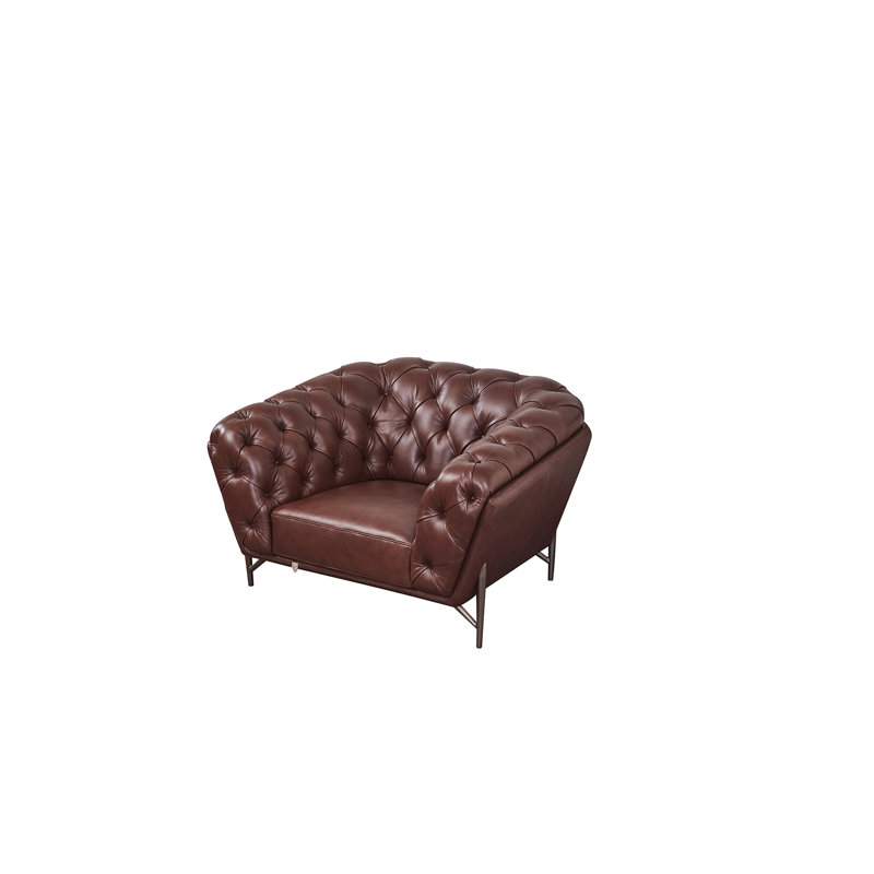 Fauteuil en cuir brun 40 EK8009 40, Cuir véritable brun