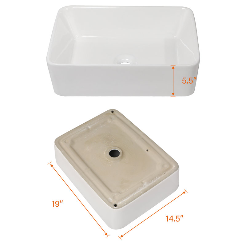 Lavabo de salle de bain vasque rectangulaire en céramique blanche