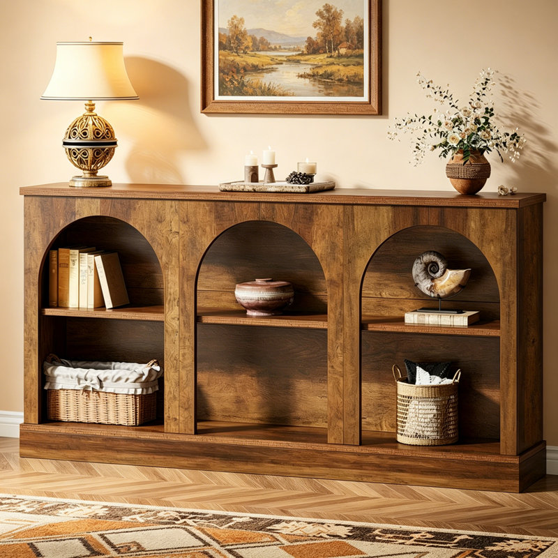 62.99 Inch Storage TV Unit Industrial Farmhouse, Multi-Use Hall Console Table, Sofa Back Table for Entrance