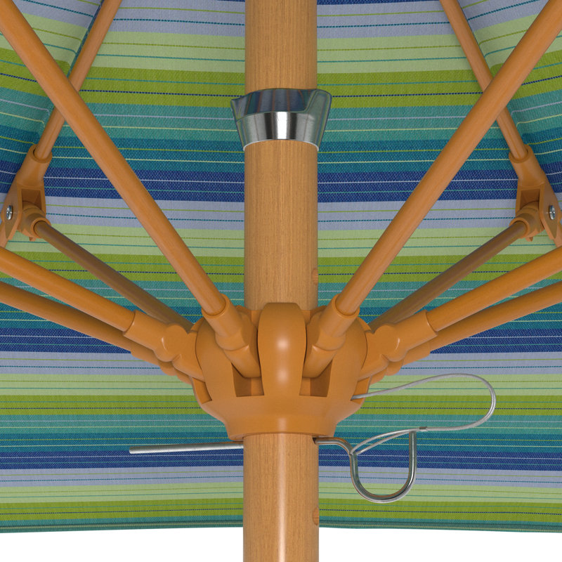 Parasol en bois de teck 7,5 pi, Bord de mer rayé