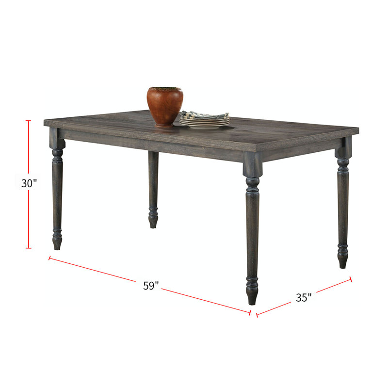 Azaiah Solid Wood Base Dining Table, Gray