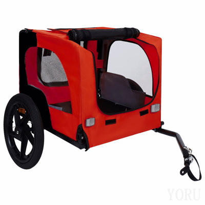 Pet Bike Trailer Dog Cart For Bicycle, Suitable For Small And Medium Pets, Easy Folding Cart Frame, Quick Release Wheel, Non-Slip Floor, Internal Leash