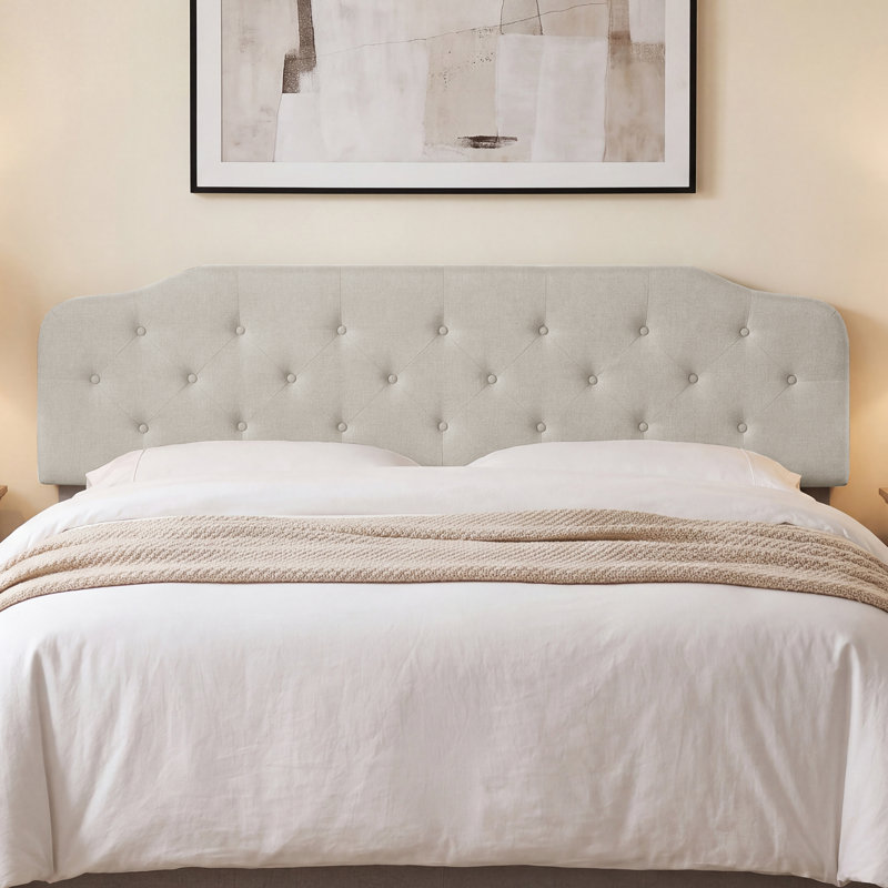 Upholstered Headboard, King, Beige, Linen