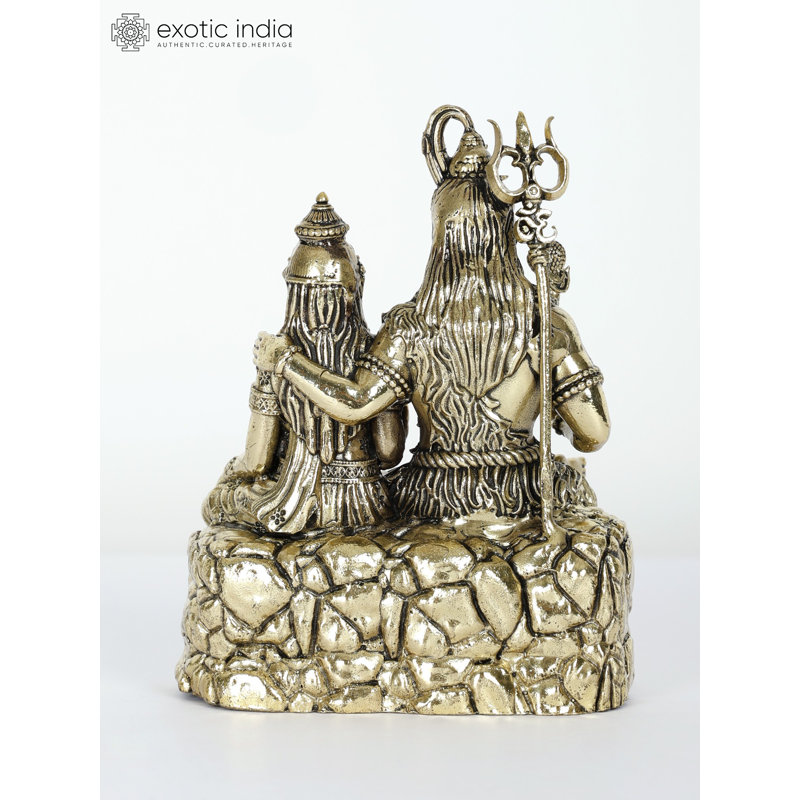 Petite statue en laiton super fin Shiva Parvati assise en geste de bénédiction, tailles multiples, laiton doré, décoration de temple à la maison, cadeau 8861D44CDE564A4EA0A171DB49E9D41D