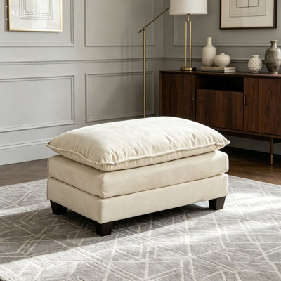 Cloud Sofa Ottoman With Double Layer Upholstered Seat Cushion For Living Room