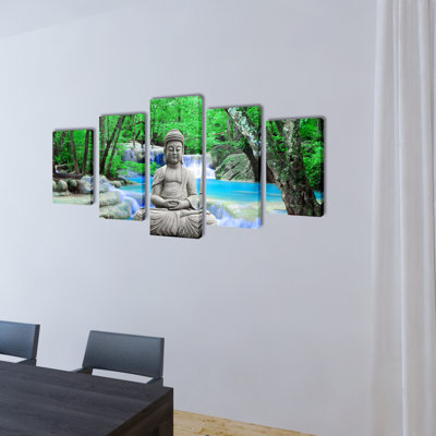 Buddha - 5 Piece No Frame Print on Canvas