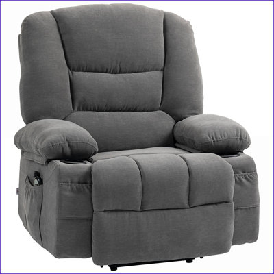 Fauteuil inclinable électrique inclinable avec massage par vibration et amp; Chaleur, fauteuil inclinable en tissu de chenille pour personnes âgées | Gris anthracite | Assemblage rapide