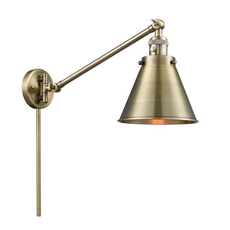 Donovan Plug-in Swing Arm Sconce, Antique Brass, LED