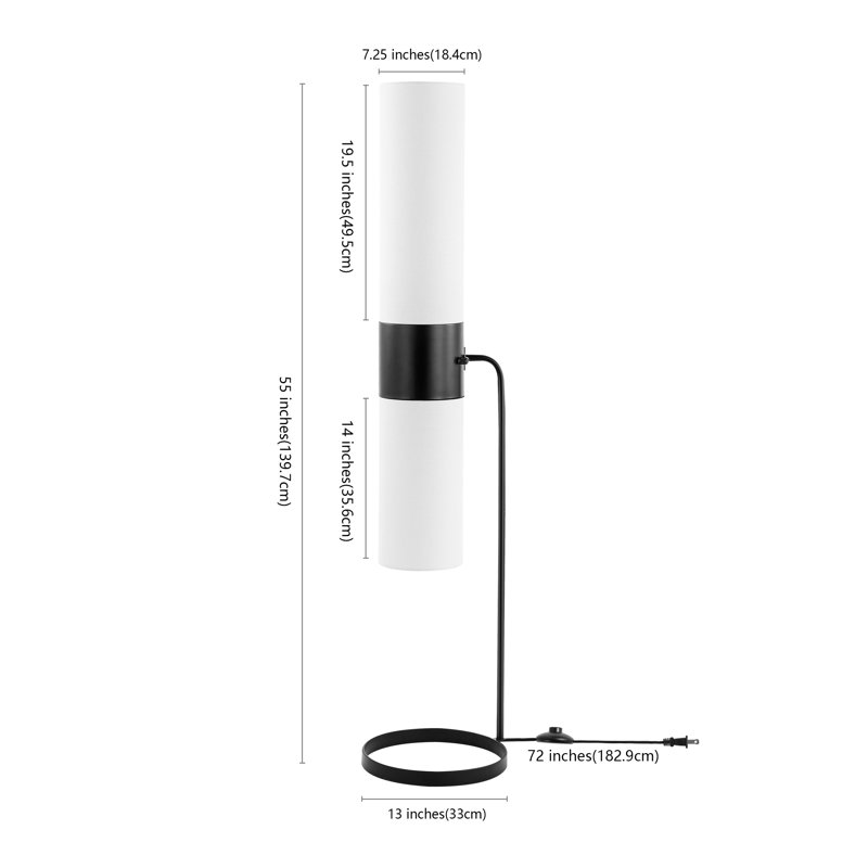 Lampe sur pied colonne 55 po Lipari, Noir mat