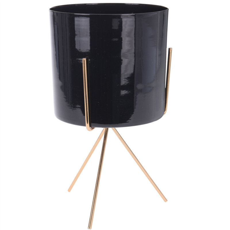 Allare Metal Cachepot, Black, 22cm H x 12cm W x 12cm D
