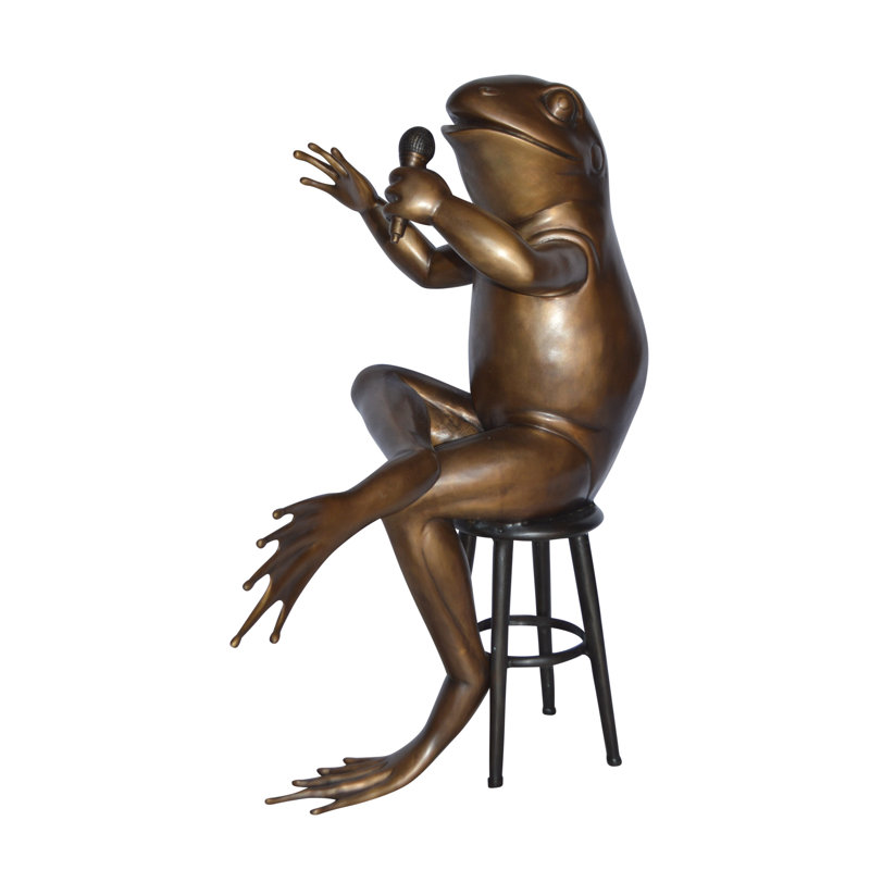 Statue comique grenouille en bronze - Taille: L 25 po x l 20 po x H 30 po.