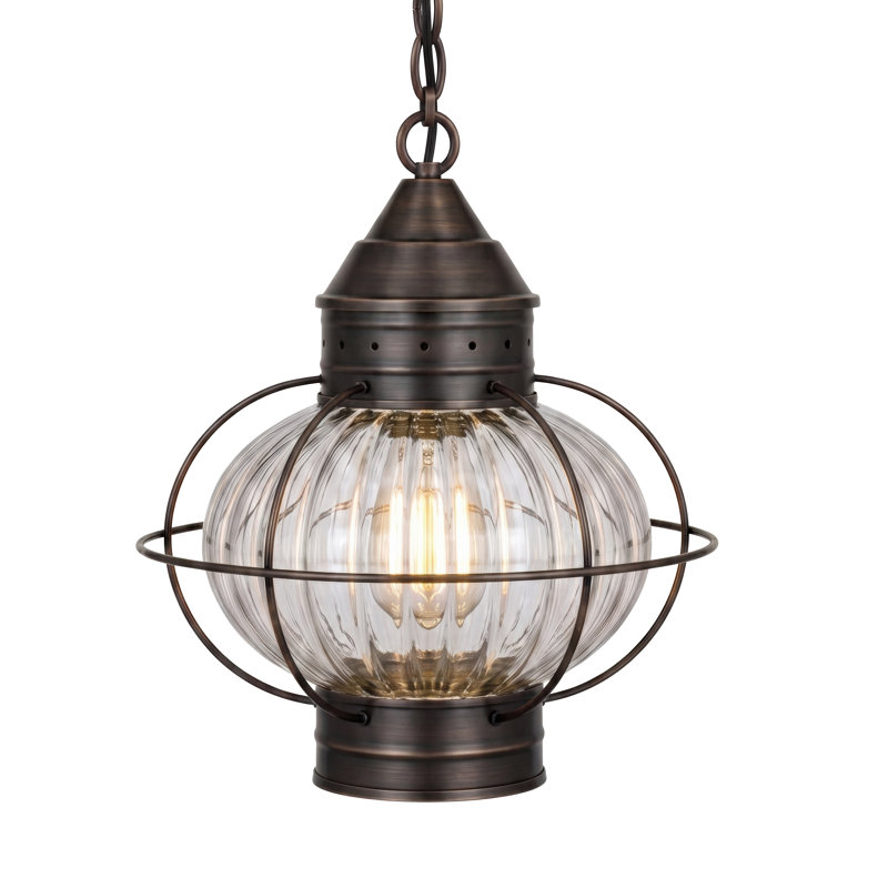 Laiton Traditions - Ellington - 1 lumière - 13 pouces - Laiton foncé - Laiton massif - Luminaire suspendu, Ribbed, Dark Brass