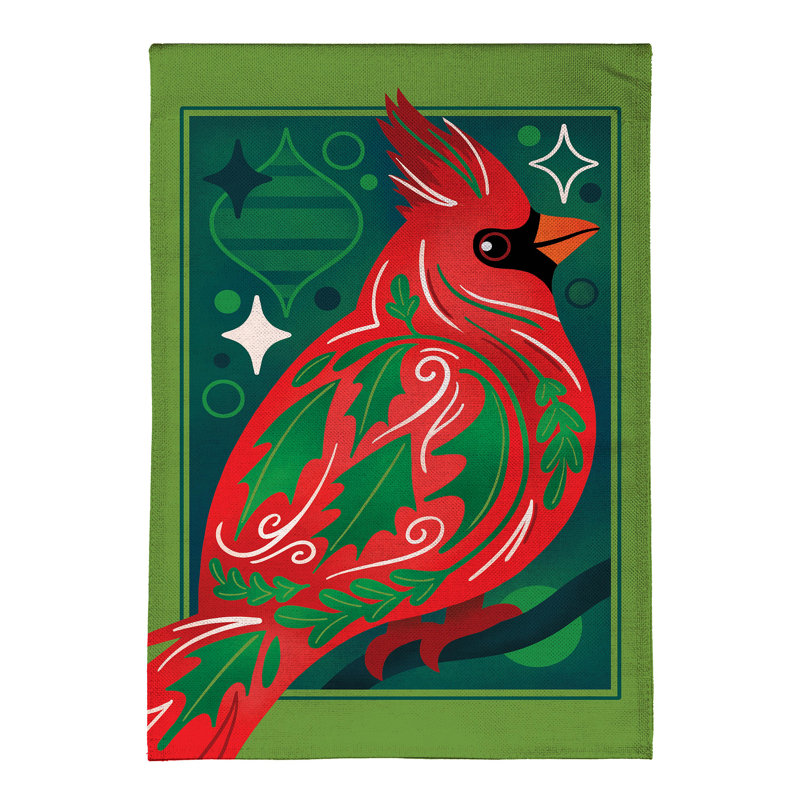Drapeau de jardin en jute décoré Cardinal
