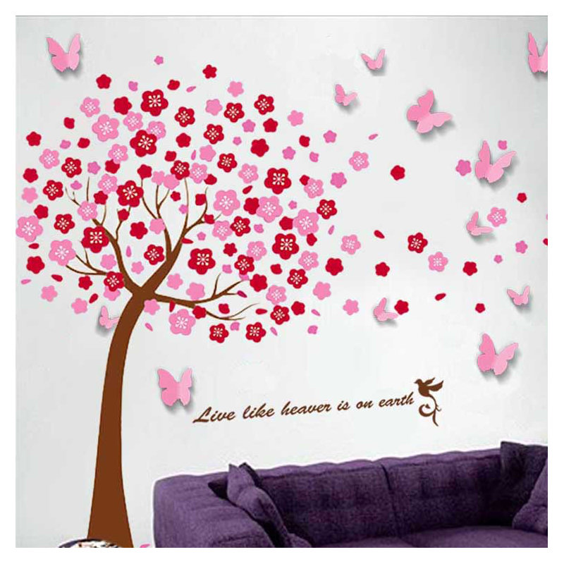 Décalcomanie murale arbre et papillons en 3d