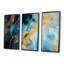 «Blue Sparkling Glam Gold Streams - Abstract Modern Waves», ensemble de reproduction d'art mural-452292834-452292761