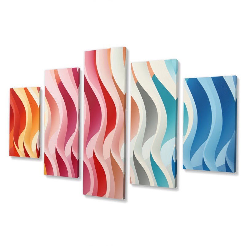 Opt Modern Line Delirum III - décoration murale moderne - 5 panneaux