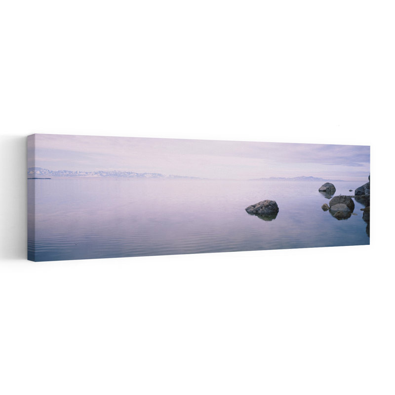 Rock Formations In A Lake Great Salt Lake Utah USA by Jerry Driendl Photography - Wrapped Canvas Panoramic Print