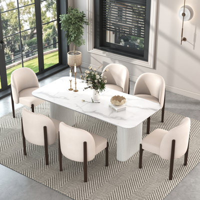 Ensemble de table à manger moderne avec chaises rembourrées 4/6, ensemble de cuisine de ferme pour petits espaces, dinging, cuisine