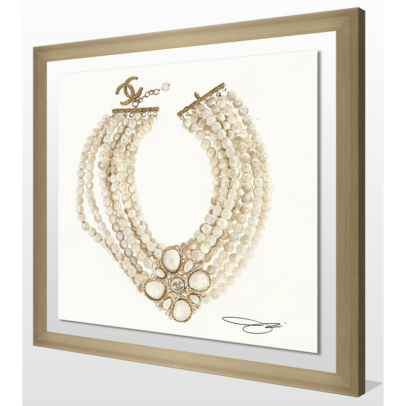 Perle sans cou par BY Jodi - reproduction sur toile, Encadrement champagne, H 31,5 po x l 31,5 po x P 1 po