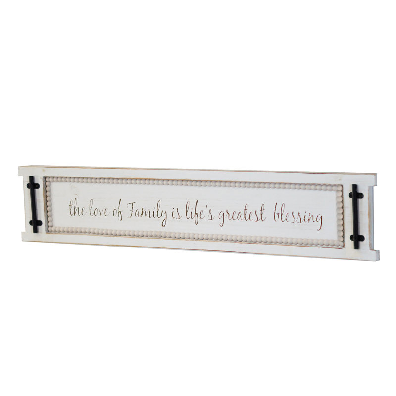 VIP Wood 28 in. Destressed White Family Love Sign 