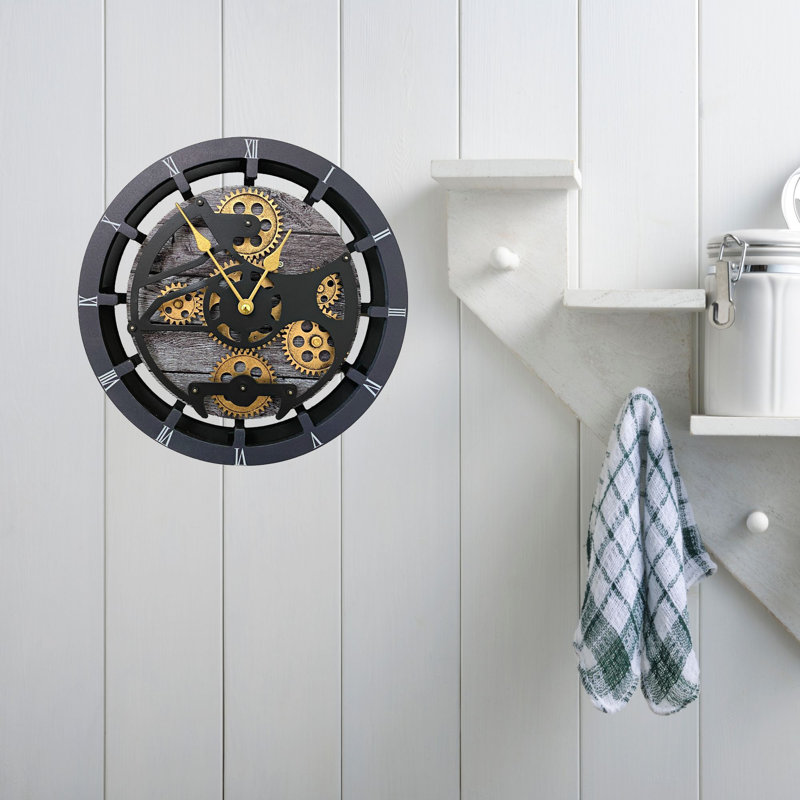 Wood Wall Clock, Carbon Grey