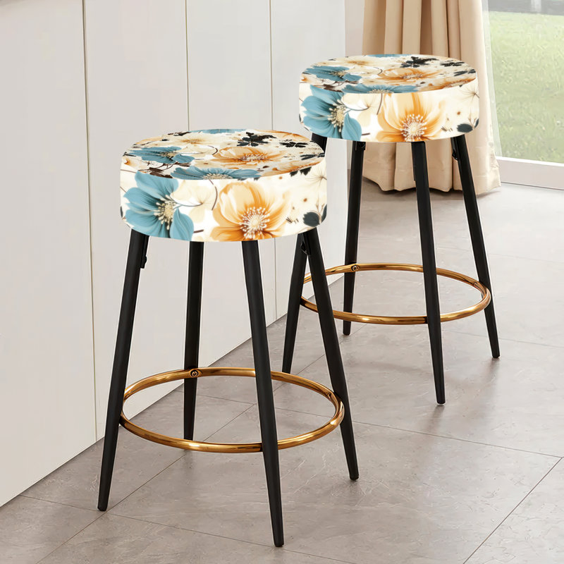 Ensemble de 2 tabourets de bar Coastal Tranquil Florals Collage Unveile