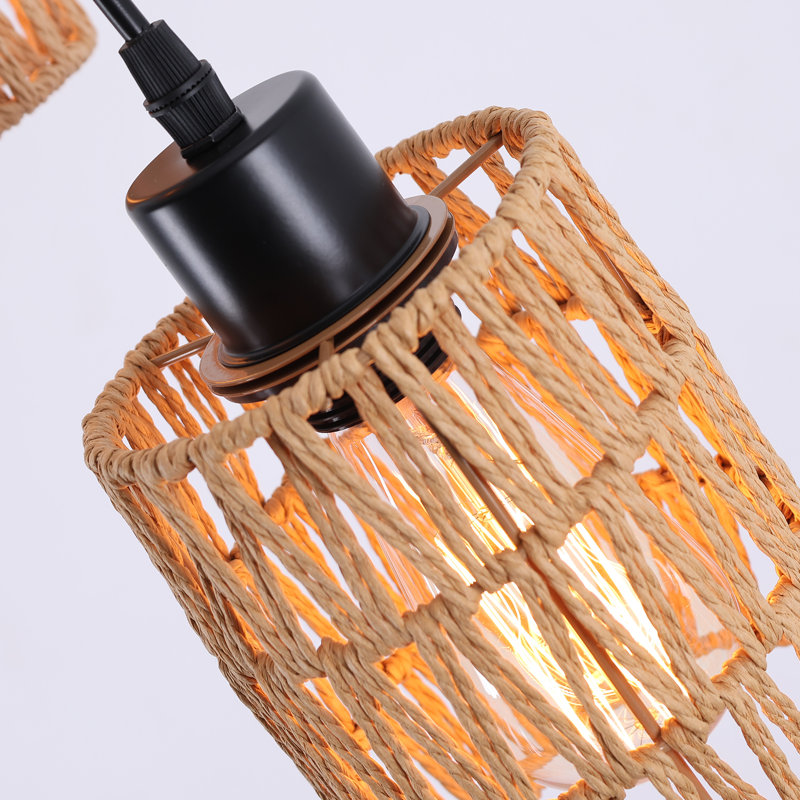 Krier 3 - Light Rattan Farmhouse Cluster Pendant Light