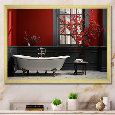 Red Modern Bathroom Charm V - Print