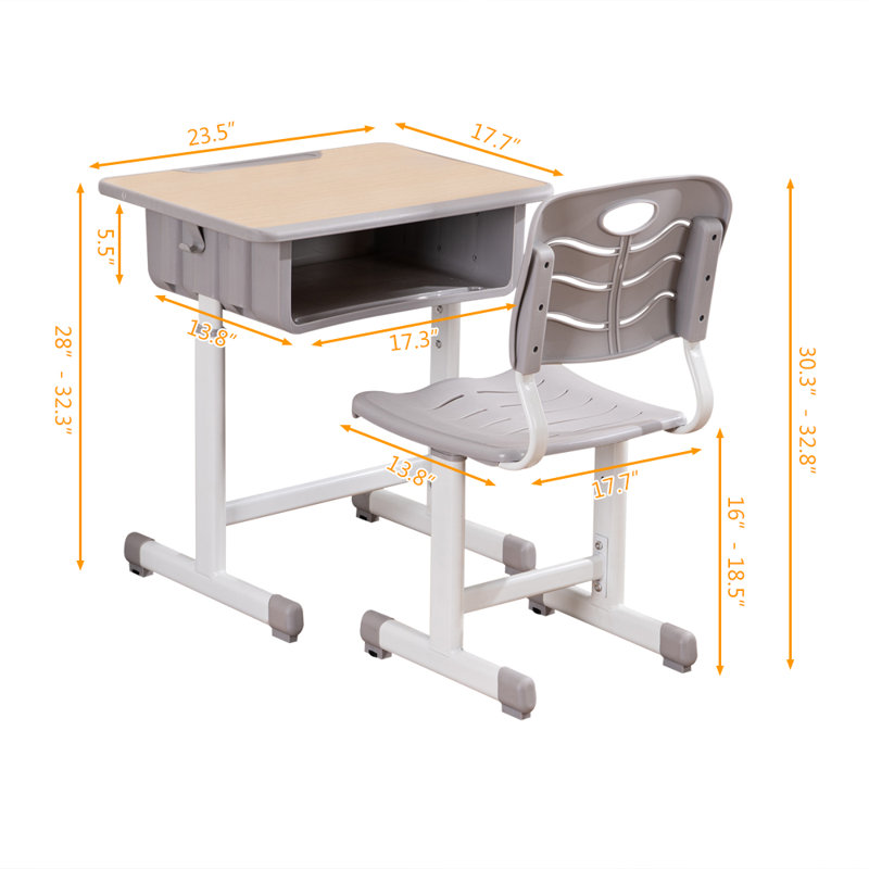 Ensemble de bureau d'art 23,62 po Kinga, Jaune/gris