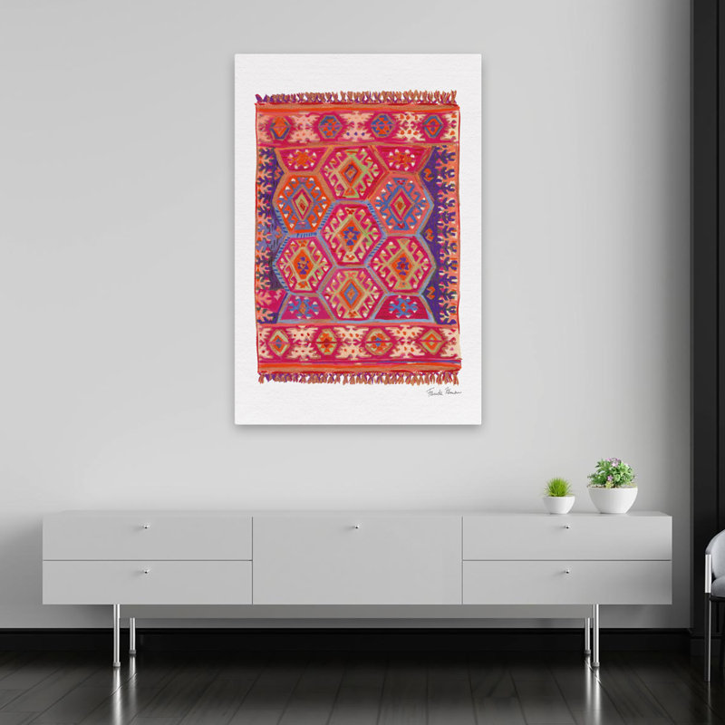 Tapis marocain II - pois crème bleu, H 60 po x l 40 po