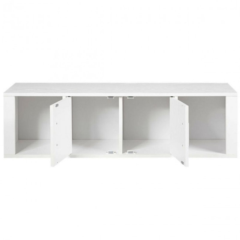 Wall Mounted Desk Storage Hutch  Cabinet, White