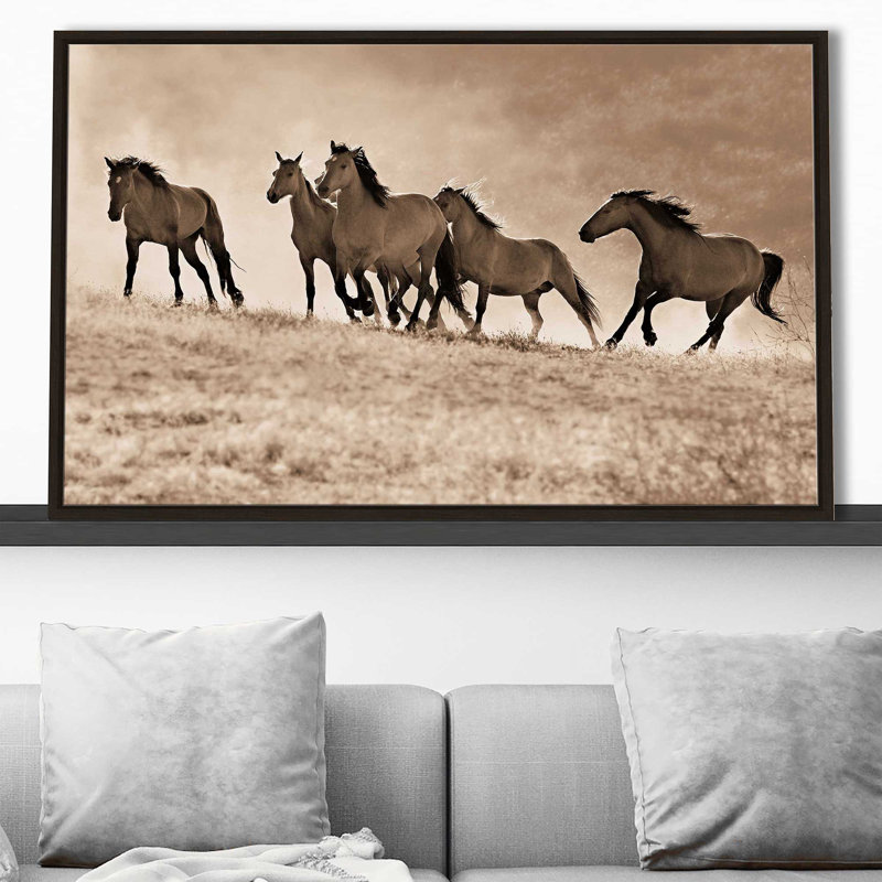 «Kick Dust» par Lisa Dearing - reproduction de photo, Cadre flottant espresso, H 31,5 po x l 51,5 po x P 2 po