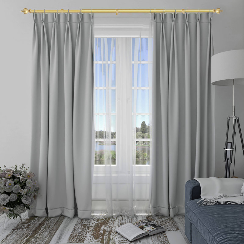 Tringle à rideau simple 5/8 po avec fleurons royaux, Doré, 48" –  84"