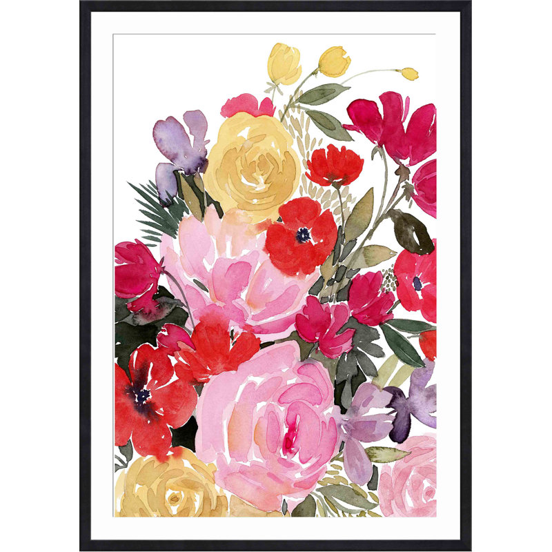«Rainy Day Bouquet I» par Grace Popp - peinture encadrée, H 30 po x l 30 po, Noir