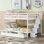 Lit superposé double avec tiroir, garde-corps et rangement pour la chambre à coucher, blanc