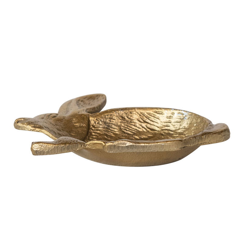 Plat en forme de lapin en fonte d'aluminium, finition dorée