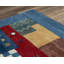 Tapis abstrait en laine touffeté à la main bleu foncé / brun / rouge-68439721