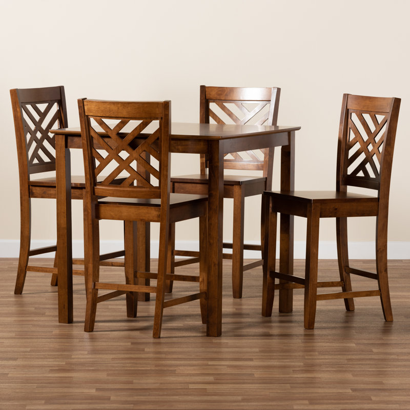 Ensemble de salle à manger à hauteur de comptoir 4 personnes Fraserburgh, Noyer brun