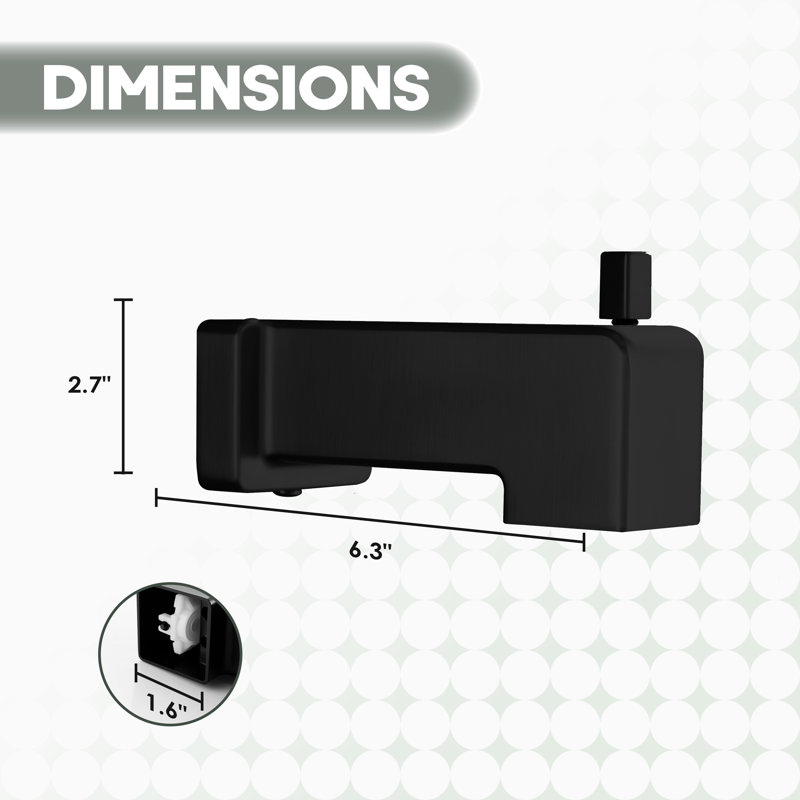 Replacement for Moen 6.5 inch Square 7-Function Shower Head & Trim & Tub Spout, Matte Black