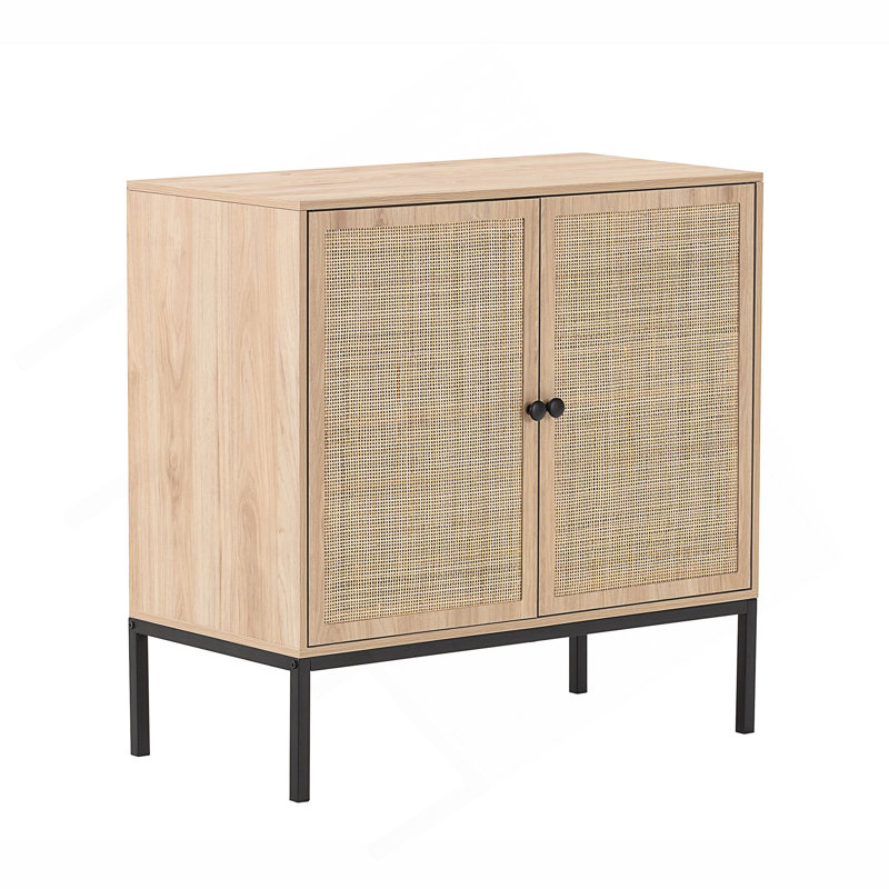 Set Of 2 Rolland A Console Table Side Table With Rattan Door