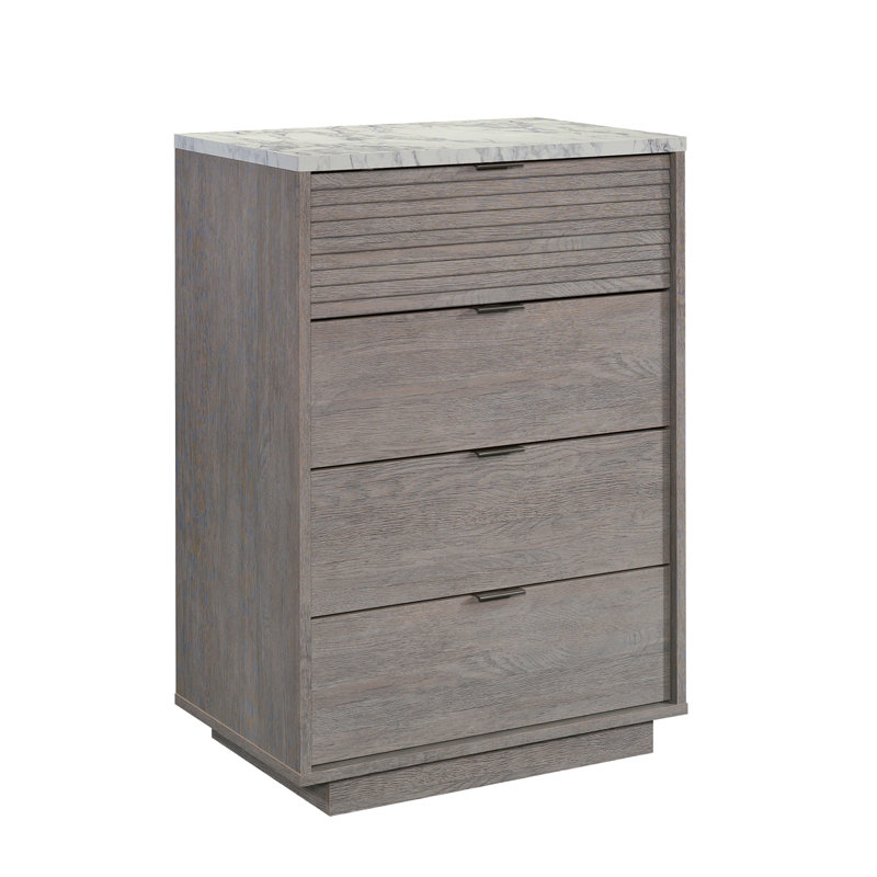 Commode 4 tiroirs, finition brune