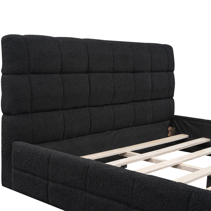 Élégant grand lit tapissier noir - Détails de fabrication, Noir