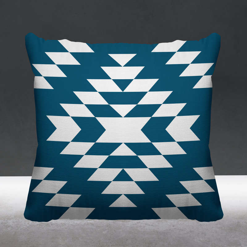 Coussin intérieur / extérieur Chantico Southwestern, 19 po x 19 po, Turquoise, Carré