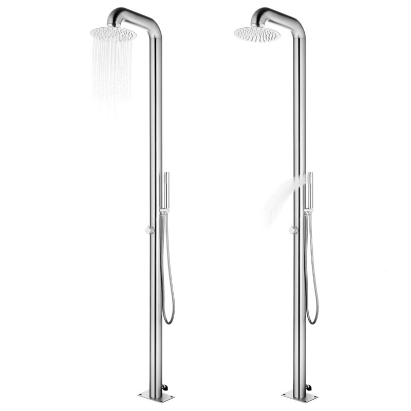 Kahle 230cm H Steel Freestanding Outdoor Shower and Footwash Spout, Brown