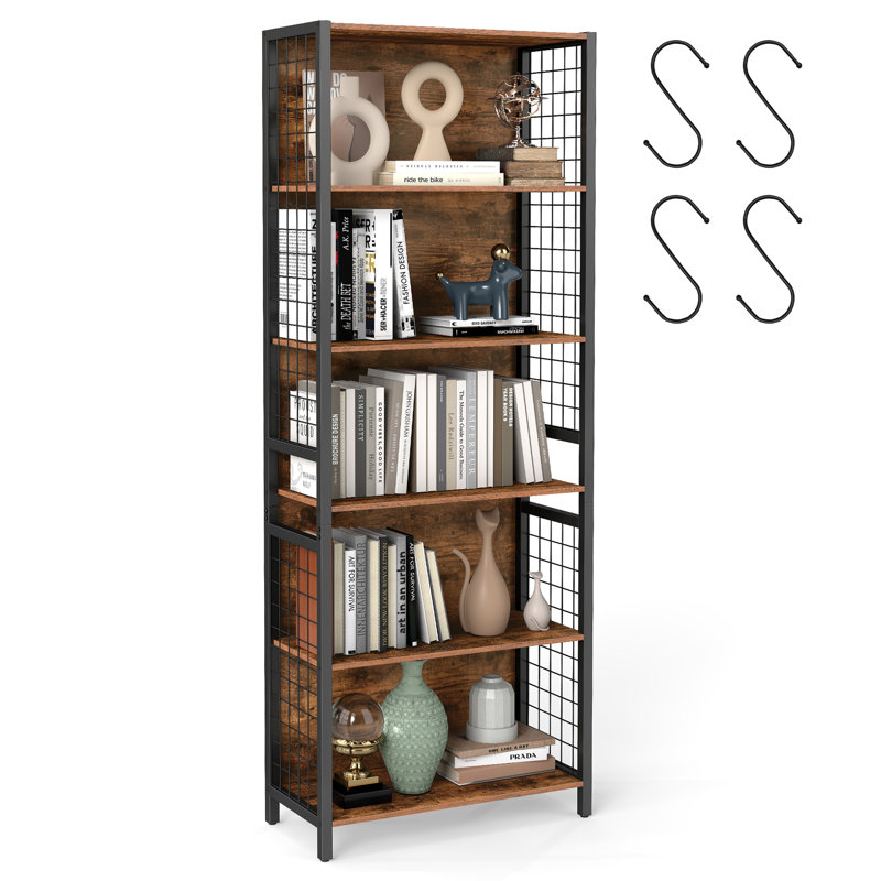 175.6cm H Steel Etagere Bookcase, (6 Shelves) 175.6"H x 60"W x 23.8"D