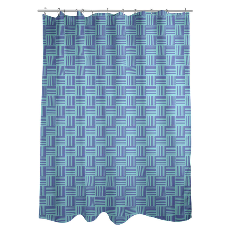 Rideau de douche simple basketweave rayures classic, Sarcelle / Bleu