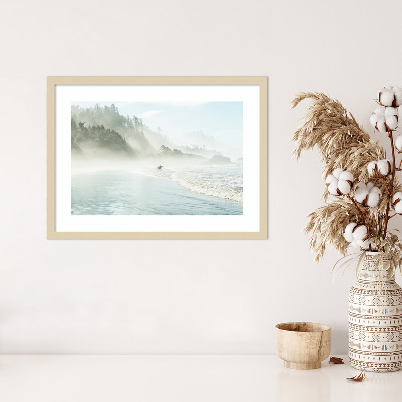 «Catching the Morning Surf» par Garret Suhrie, impression sur bois encadrée, H 19 po x l 25 po