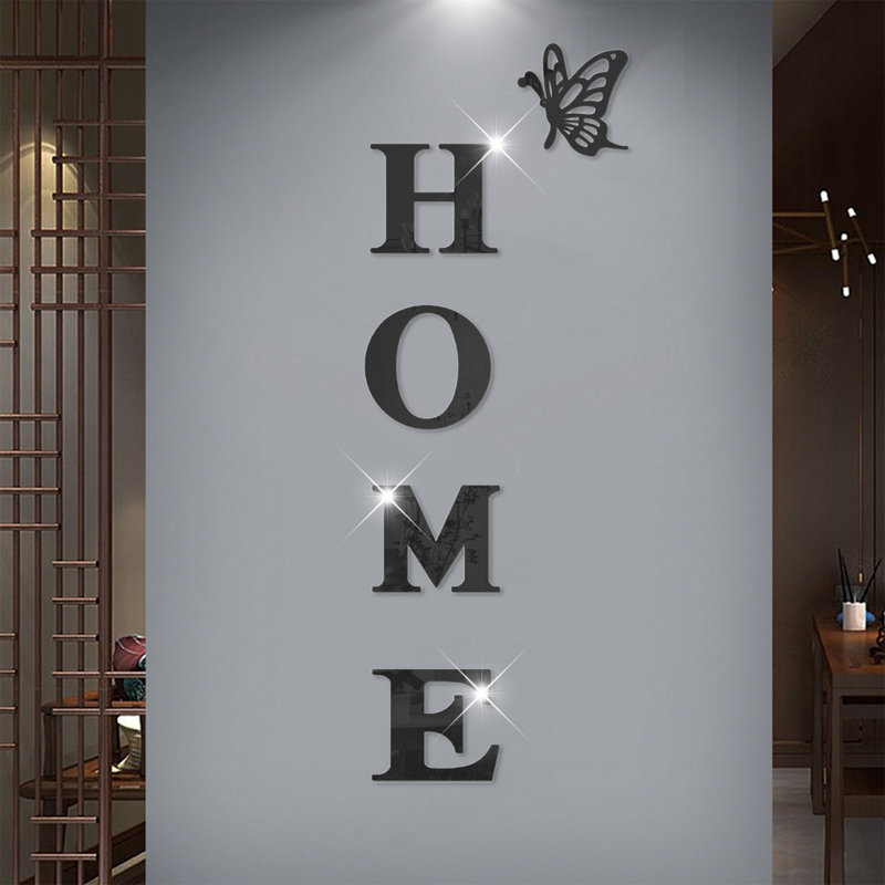 Acrylique feuilles de miroir flexibles carreaux de miroir auto-adhésifs maison autocollants muraux non verre sécuritaire réfléchissant maison famille slogan pour la maison mur bricolage décor