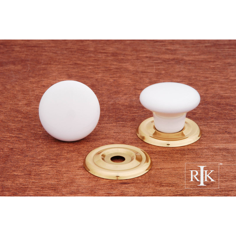 CK Series 1 1/4" Diameter Mushroom Knob, White / Polished Brass