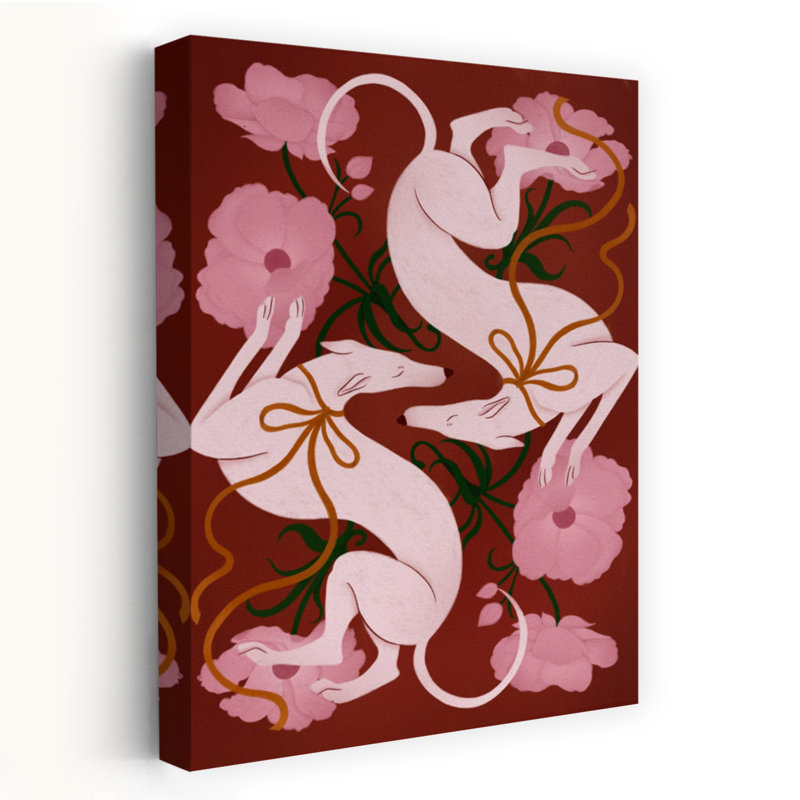 Lévriers élégants et fleurs Elegant Peaceful Serene Dog Flower, art mural, H 36 po x l 24 po